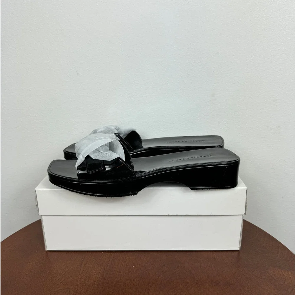 Veronica Beard Davina Jelly Slides in Black Size 7 - Picture 5 of 9